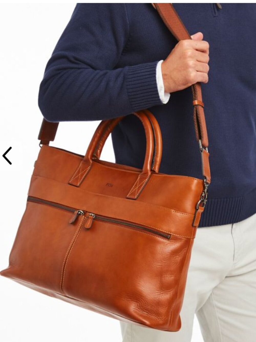 Mark & Graham Men's Leather Briefcase in Cognac Brown